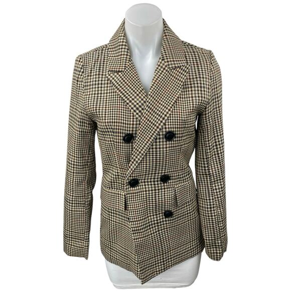 Princess Polly Jackets & Blazers - Princess Polly Mrs Nancy Beige Houndstooth Double Breasted Blazer Coat jacket 6